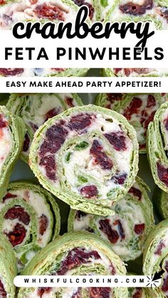 cranberry feta pinwheels with text overlay