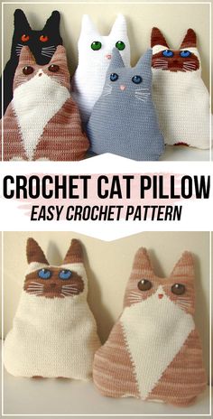 crochet cat pillow made with easy crochet pattern and instructions to make it