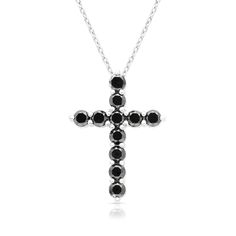 Black Diamond Cross Pendant 
A beautiful symbol of your faith, this black diamond cross pendant is a look you'll wear with everything. Crafted in 18K white gold, this timeless choice showcases striking black diamonds lining a simple cross shape.  A fashionable look she'll adore and wear daily as well as on special occasions. The perfect gift for an anniversary.
1.19 carat black diamond cross pendant
18k white gold
We offer a Free virtual Consultation from the comfort of your home so th Classic Black Cross Jewelry, Elegant Black Cross Pendant Necklace, Elegant Black Crucifix Cross Necklace, Elegant Black Pendant Cross Necklace, Elegant Black Crucifix Jewelry, Virtual Consultation, Cross Shape, Simple Cross, Beautiful Symbols