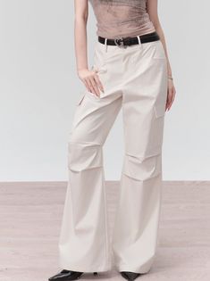 ❤︎Cocoa Milk Coconut American Retro Pants❤︎ High-waisted Brown Pants With Cargo Pockets, Chic Baggy Cargo Pants, Chic Cargo Pants With Belt Loops, Beige Wide Leg Cargo Pants With Belt Loops, Beige Wide Leg Bottoms With Belt Loops, Chic Cargo Trousers, Beige Bottoms With Hip Pockets, Chic Cargo Style Trousers, Chic Trousers With Cargo Style