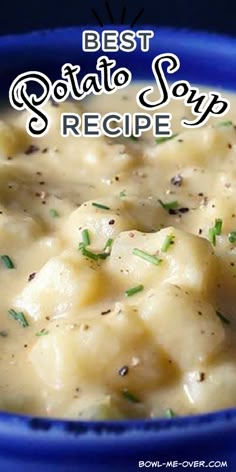 A close up photo of creamy potato soup sprinkled with chives. Photo includes a Pinterest overlay. Vegetarian Potato Soup, Best Potato Soup Recipe, Homemade Potato Soup, Best Potato Soup, Potato Soup Easy, Potato Soup Crock Pot, Creamy Potato Soup, Spicy Soup