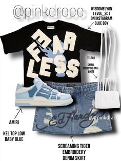 Grad Bash Outfit Ideas Universal, Off White Outfits, Plt Fits, Blue Fashion Outfits, Shein Inspired Outfits, Off White Outfit, Essentials Outfit, Cute Highschool Outfits