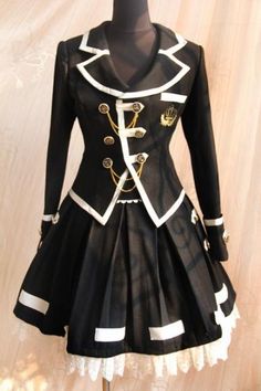 school lolita Outfit Chic, Uniform Fashion, Steampunk Fashion, Corsets, Kawaii Fashion