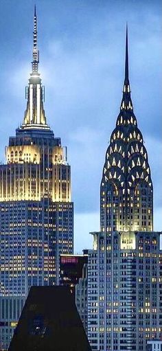 the chrysler building lit up at night in new york city