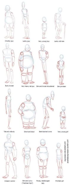 an image of how to draw people in different poses and postures for the body