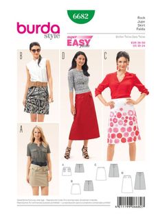 a woman's skirt and top sewing pattern from burda style, with two different styles