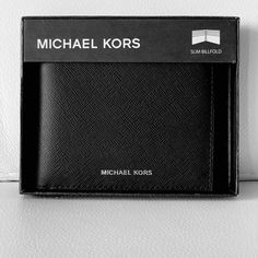 New With Tags In Gift Box Gorgeous!!! Michael Kors Men’s Black Real Leatherjet Set Slim Billfold Andy Wallet Description Michael Kors Fashion Textured Black Saffiano Leather Wallet For Men. This Classic And Stylish Designed Mk Andy Collection Line Slim Billfold Wallet Offers 1 Bill Compartment & 6 Card Slots That Provides Sleek Organization! Product Additional Information: Mk Men's Wallet Exterior Black Leather Size 4 W X 4 H X 0.75 D In. Features Bill Compartment & 6 Card Slots This Is An Absol Mk Wallet, Leather Billfold, Black Jet, Michael Kors Fashion, Wallet For Men, Michael Kors Men, Billfold Wallet, Card Case Wallet, Men's Wallet