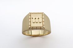 "This is a meaningful personalized initial signet ring for men. It is luxurious, bold - and full of presence. This chunky signet ring can pass from one generation to the next, and create a beautiful and exciting family tradition. You can select your favorite font from the ones I attached on this listing, or suggest one of your own!  Please enter your preferred font (1 or 2 - the number is specified in the lower right corner of the photos of the fonts), and the letter, or initials (maximum 2 lett Art Deco Diamond Jewelry, 14k Gold Signet Ring, Personalized Gold Rings, Signet Ring For Men, Gold Initial Ring, Gold Pinky Ring, Mens Gold Wedding Band, Monogram Ring, Signet Rings