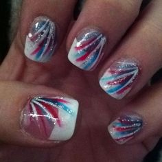 Memorial Day Nails, Red White And Blue Nails, White And Blue Nails, Patriotic Nails Design, Firework Nails, Patriotic Nails, Usa Nails, Fourth Of July Nails, 4th Of July Nails