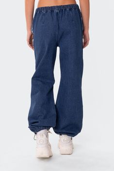 Cargo jeans Oversized fit Elastic waist Adjustable ankle Denim fabric Front pockets 100% Cotton Model wears size S Model height is 5'8 Item care: Wash with similar color Latest Jeans, Oversized Jeans, Swimwear Dress, Weekend Wardrobe, Women Cargos, Cargo Jeans, Lookbook Outfits, Denim Fabric, S Models