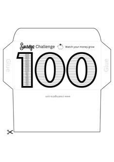 an envelope with the number one hundred on it, in black and white text that reads summer challenge