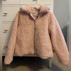 Never Worn, New With Tags. From Target Oversized Cozy Pink Outerwear, Cozy Oversized Pink Outerwear, Pink Fuzzy Jacket, Teddy Jacket, A New Day, New Day, Jackets & Coats, Jackets For Women, Pink