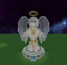 an angel statue made out of lego blocks in the night sky with stars above it