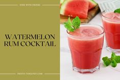 watermelon rum cocktail with mint garnish in glasses