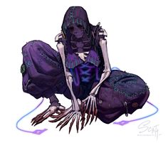 a drawing of a skeleton sitting on the ground with her hands in her pockets and legs crossed