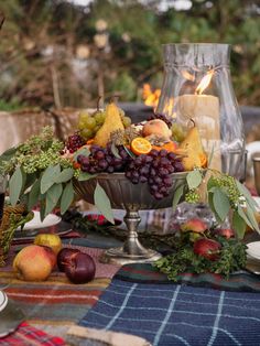 A pewter masterpiece, this large bowl steals the show. Use as a table eye candy filled with fruit, flowers or sedum. Empty the vessel is gorgeous decor. Tuscan Wedding Table Decor, Fruit Centerpieces Dining Table, Fall Harvest Tablescapes, Branches Flower Arrangement, Midsummer Table Setting, Dried Wedding Table Flowers, Round Table Dinner Party Decor, Studio Mcgee Thanksgiving Table, Wine Themed Table Decor