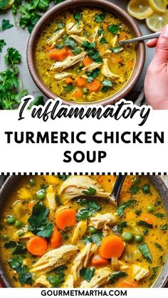 Immunity Boosting Turmeric Chicken Soup, Sick Chicken Soup Recipe, Recipes For Inflammation Diet, Healthy Turmeric Recipes, Recipes To Boost Immune System, Anti Inflammation Tumeric Chicken Soup, Sickness Soup Recipes, Foods For Immunity, Garlic Ginger Soup