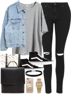 Style Selection Fashion Blog | Outfits and Advice • Outfit for autumn with a faux leather backpack by... Winter School Outfits, Black Vans Outfit, Outfits For Teens For School, Winter Outfits For School, Vans Shirt, Winter Chic, Outfits Fall