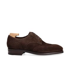 WINGTIP DERBY SHOES IN BROWN SUEDE Classic Suede Closed Toe Sneakers, Classic Suede Sneakers With Closed Toe, Classic Closed Toe Formal Sneakers, Classic Brown Closed Toe Sneakers, Cordovan Shoes, Wingtip Shoes, Shoes Collection, Derby Shoes, Handmade Shoes