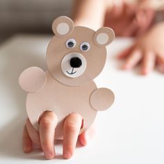 Bear Kids Craft, Finger Puppet Template, Bear Finger Puppet, Finger Puppets For Kids, Emelbe Design, Make A Bear, Puppet Template