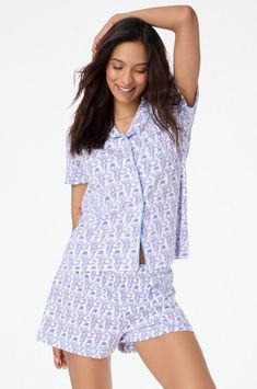 Shop the Official Monkey Polo Pajamas Free Shipping Orders Over $150. Womens Loungewear Sets, Short Loungewear, Roller Rabbit, Estilo Preppy, Print Pajamas, Elastic Waist Shorts, Loungewear Set, Pajamas Set, Short Pajama Set