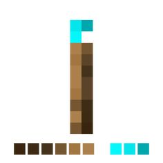 the letter i is made up of squares and rectangles in shades of brown, teal, and blue