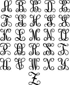 the alphabet is made up of letters and numbers, with swirly lines on each letter