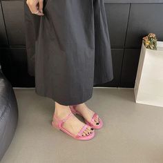 LBSFY - Black Red Pink Blue Green Women Sandals Ankle Strap Narrow Band Summer Dress Shoes Flat Heeled Ankle Strap Fashion Dress Sandals Size 5.5=35=22.5cm Size 6=36=23cm Size 6.5=37=23.5cm Size 7=38=24cm Size 7.5=39=24.5cmSize 8=40=25cm Spring Flat Heel Jelly Sandals With Buckle Closure, Spring Jelly Sandals With Buckle Closure Flat Heel, Spring Jelly Sandals With Buckle Closure And Flat Heel, Spring Vacation Jelly Sandals With Ankle Strap, Pink Ankle Strap Jelly Sandals For Party, Pink Slingback Sandals With Open Toe For Spring, Pink Jelly Sandals With Ankle Strap For Party, Pink Slingback Sandals For Spring Vacation, Casual Slingback Sandals For Party With Round Toe