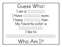 a printable guess who card with the words, i have favorite color is?