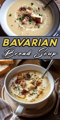 Warm up with this authentic Bavarian Bread Soup! 🥖✨ This recipe is a German classic, made with hearty bread and rich flavors, perfect for a cozy meal. Easy to make and full of rustic charm, it's a comfort dish your family will love. 🇩🇪 #GermanCuisine #BavarianBreadSoup #ComfortFood #FallRecipes Bread Soup Recipe, Hearty Bread, Bavarian Recipes, Bread Soup, Comfort Soup, Fall Soups, Cozy Meals, Comfort Dishes, Soup Season