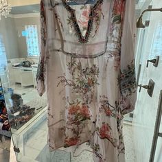 Johnny Was Workshop Paris Tunic Dress Rare Color: Ivory Multi Product Details Gorgeous Nature-Print Embroidered Top Featuring Spring Peonies, Cherry Blossoms And Birds. Spring Peony, Nature Prints, Johnny Was, Color Ivory, Embroidered Top, Cherry Blossoms, Tunic Dress, Peonies, Colorful Dresses