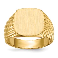 14k Yellow Gold Men's Open Back Signet Ring at $ 540.61 only from Jewelryshopping.com Signet Ring Men, Yellow Rings, Rose Gold Metal, Men's Jewelry Rings, Elegant Ring, Ring Band, Types Of Rings, Signet Ring, Yellow Gold Rings