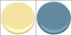 two different shades of blue, yellow and white with the same color on each side