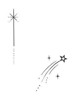 a black and white drawing of a shooting star