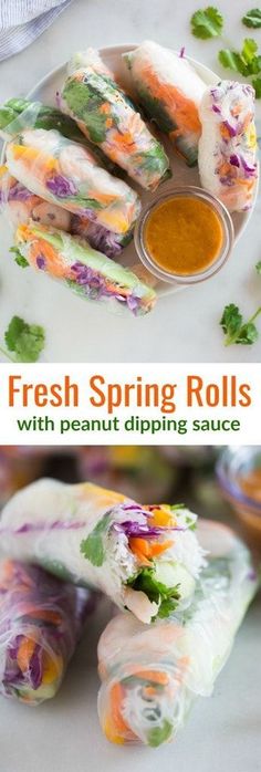 fresh spring rolls with peanut dipping sauce are the perfect appetizer to serve at any party