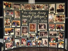 a memorial display with many pictures and words on the front, along with an inscription that reads in loving memory daddy glylprice 1932 - 2016