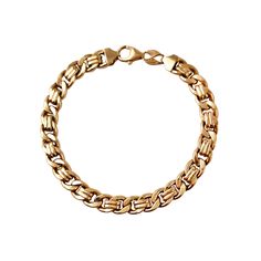 A chain to cherish! This vintage Italian chain bracelet is made of 14K gold. The design is a modified curb chain; it has the classic look with the addition of double bars between the links. The unisex bracelet has substantial weight in spite of its hollow construction. It is highly polished and has a large lobster claw clasp.   Vintage: 1990s Materials:  14K Yellow Gold Marked: 14K, Italy, 585, EG Length: 8" Width: 5/16" Weight: 7.0 dwt / 11 g / .35 ozt Condition: Very Good vintage condition; a Pink Topaz Ring, Italian Bracelet, Italian Chain, Curb Chain Bracelet, Resize Ring, Yellow Gold Jewelry, Unisex Bracelets, Bracelet Vintage, Topaz Ring