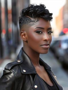 Elegant & Cute Short Haircuts for Black Women 2024 Wavy Undercut, Cute Haircut Ideas, Faded Haircut, Glamorous Curls, Haircut Ideas For Women, Low Taper Fade, Short Haircuts For Black Women, Low Taper, Medium Short Haircuts