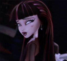 an animated image of a woman with long hair