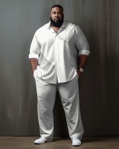 Outfits For Big Men, Plus Size Business, Big Men Fashion, Look Plus Size, Shirt Pant Set, Casual Long Sleeve Shirts, Big Men, Look Plus, Shirt And Pants