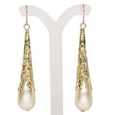 Gold-finished steel and lightweight acrylic-based "pearls" create understated elegance at a fraction of the price. Ready-to-wear earrings add to retail displays and counter sales. Retail Displays, Fire Mountain Gems And Beads, Fire Mountain, Fire Mountain Gems, Retail Display, Understated Elegance, Everyday Jewelry, Fish Hook, Ear Wire