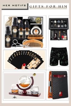 the gift guide for him includes an assortment of items