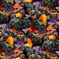 Print Concepts Inc. Monster Jam Monster Trucks 10257 Star Monsters, Reversible Bedding, Toddler Bed Set, Trucks Print, Fabric Pictures, Cotton Bedding Sets, Toddler Blanket