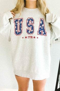 USA 1776 AMERICANA PATRIOTIC COUNTRY OVERSIZED SWEATSHIRTPREMIUM COTTONOVERSIZED FIT Graphic Tops, Oversized Sweatshirt, Dress Romper, Jeans Pants, Two Pieces, Clothes For Sale, Jean Shorts, Jumpsuit Romper, Ash