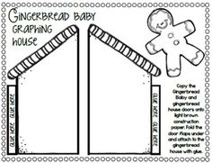 the gingerbread baby graphing house is shown in black and white, with an image of