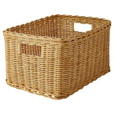 a large wicker basket with handles