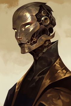 a digital painting of a man wearing a suit and helmet with steampunking on his face