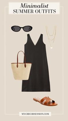 How To Create 14 Looks With a Minimalist Summer Wardrobe - MY CHIC OBSESSION Summer Dress 2024, Summer Dress Outfit Ideas, Summer Minimalist Fashion, Outfit Ideas Summer Casual, Minimalist Summer Outfits, Minimalist Summer Wardrobe, Classic Summer Outfits, Black Summer Dress, Spring Summer Capsule Wardrobe