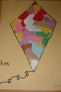 an art project made out of paper with the words kite on it