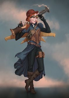 by Silviu Sadoschi Andromeda Aesthetic, Dnd Aesthetic, Dnd Reference, Steampunk Artwork, Annie Oakley, Steampunk Women